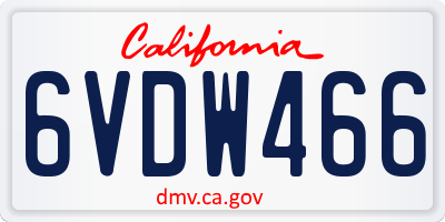 CA license plate 6VDW466