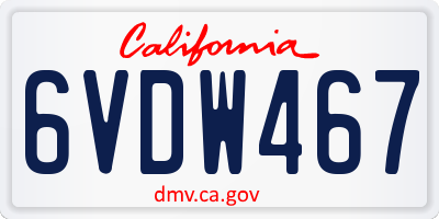 CA license plate 6VDW467
