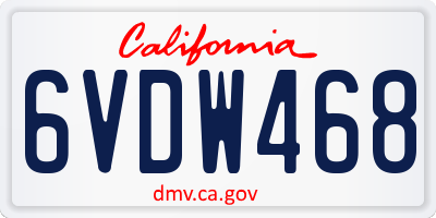 CA license plate 6VDW468