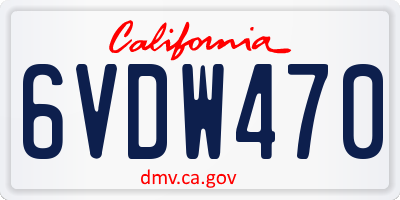 CA license plate 6VDW470
