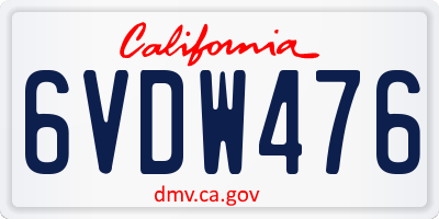 CA license plate 6VDW476