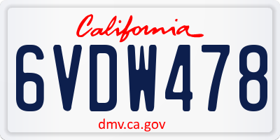 CA license plate 6VDW478