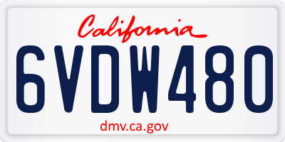 CA license plate 6VDW480