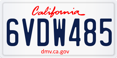 CA license plate 6VDW485