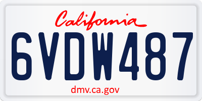 CA license plate 6VDW487