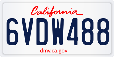 CA license plate 6VDW488