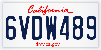 CA license plate 6VDW489