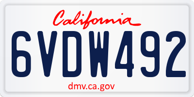 CA license plate 6VDW492