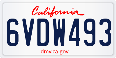 CA license plate 6VDW493