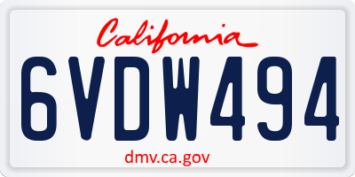 CA license plate 6VDW494