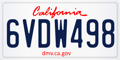 CA license plate 6VDW498