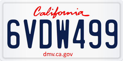 CA license plate 6VDW499