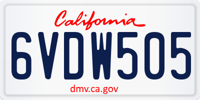 CA license plate 6VDW505