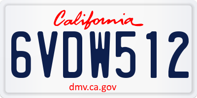 CA license plate 6VDW512
