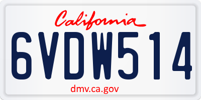 CA license plate 6VDW514