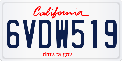 CA license plate 6VDW519