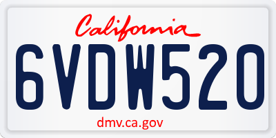 CA license plate 6VDW520