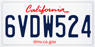 CA license plate 6VDW524