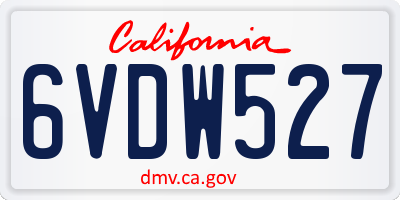 CA license plate 6VDW527