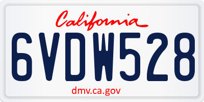 CA license plate 6VDW528