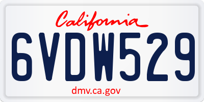 CA license plate 6VDW529