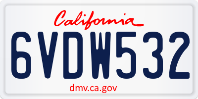 CA license plate 6VDW532