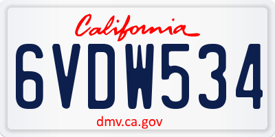 CA license plate 6VDW534