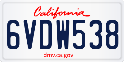 CA license plate 6VDW538