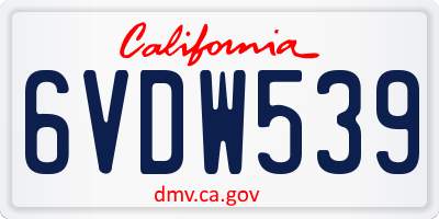 CA license plate 6VDW539