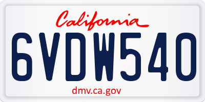 CA license plate 6VDW540