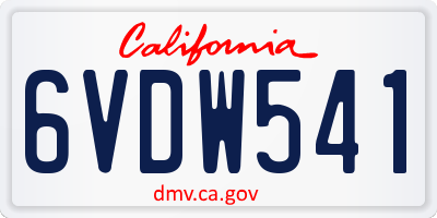 CA license plate 6VDW541