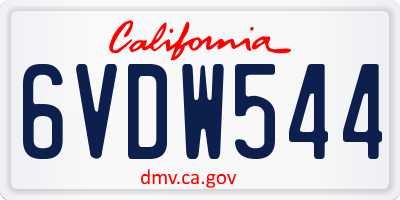 CA license plate 6VDW544