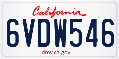 CA license plate 6VDW546