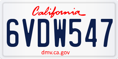 CA license plate 6VDW547