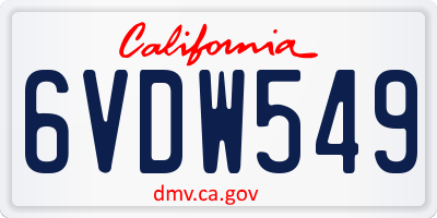 CA license plate 6VDW549