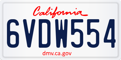 CA license plate 6VDW554