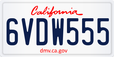 CA license plate 6VDW555