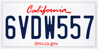 CA license plate 6VDW557