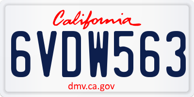 CA license plate 6VDW563