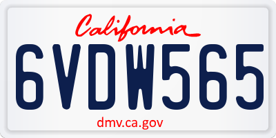 CA license plate 6VDW565