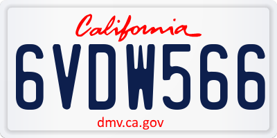 CA license plate 6VDW566