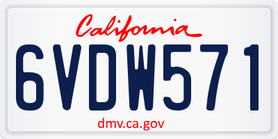 CA license plate 6VDW571