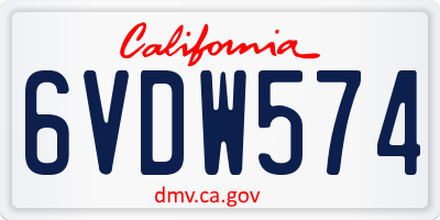 CA license plate 6VDW574