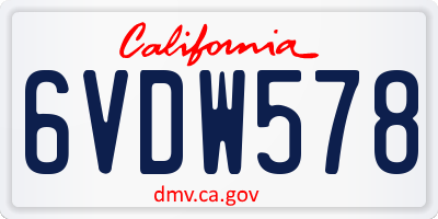 CA license plate 6VDW578