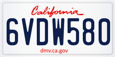 CA license plate 6VDW580