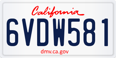 CA license plate 6VDW581