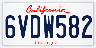CA license plate 6VDW582