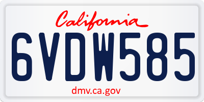 CA license plate 6VDW585