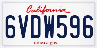 CA license plate 6VDW596