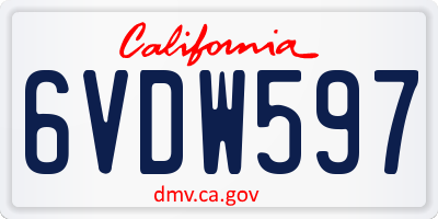 CA license plate 6VDW597